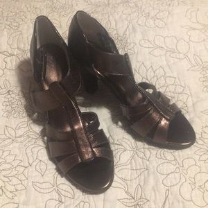 Sofft Bronze Metallic Strappy Peep-Toe Heels